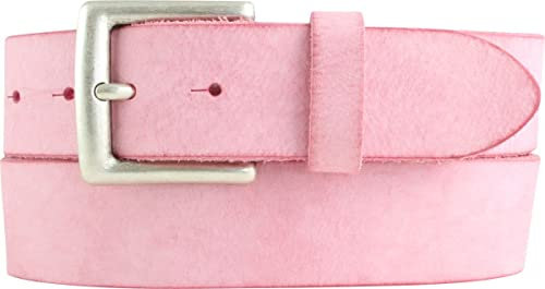 BELTINGER Premium Weicher Vollrindledergürtel, 40 mm breit, Used Look, Jeans & Hosen, Vintage Stil, Made in Italy, Casual und Office | Fuchsia 80cm