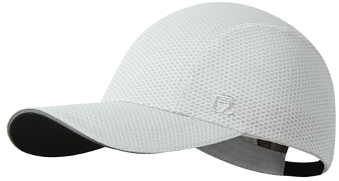 GADIEMKENSD Women's Race Day Running Hat Performance Mesh Baseball Cap - Excellent Ventilation, Lightweight, Reflective Safety Ponytail Hats for Exercise Golf Hiking Beach Workout Gym Light Gray