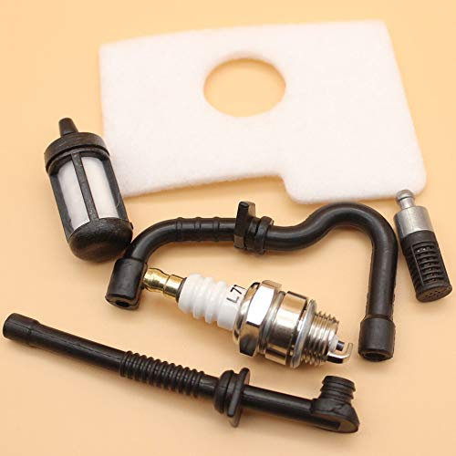 Luxuypon Filtro de aire combustible aceite línea filtro y bujía para Stihl 017 018 MS170 MS180 MS 170 180 motosierra Aftermarke piezas