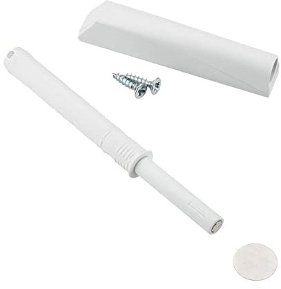 Amortiguador de puerta K-Push Push-To-Open con punta magnética (distancia de expulsión: 37 mm) blanco/Adaptador de montaje para bisagras sin muelles Amortiguador de presión de SOTECH