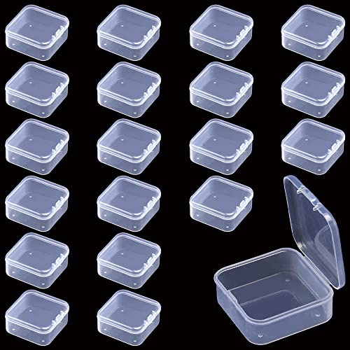 Rebanky 20 Stuck Aufbewahrungsbox Klein Transparent Plastik Aufbewahrungsboxen Mini Aufbewahrungsbox Kunststoff fur Pillen kleine Perlen Kleinteile Schmuck Bastelzubehor(45x45x19mm)