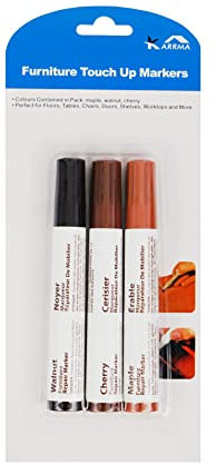 Furniture Touch Up Markers Set of 3 Wood Scratch Repair Restore Pens Paint Floor, Colour Maple, Walnut, Cherry Perfect For Floors, Table, Chairs, Doors, Shelves, Worktops And More