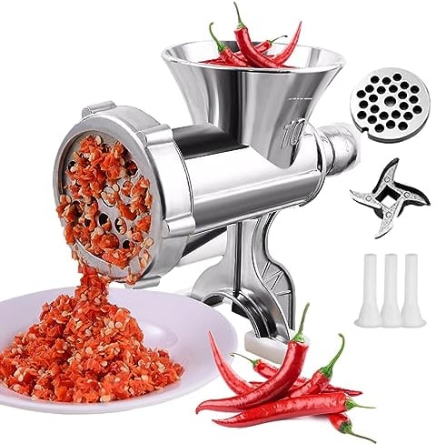 mingchengheng Manual Meat Grinder, Aluminum Alloy Meat Mincers Meat Grinders for Home Use, Hand Crank Food Grinder Sausage Stuffer Maker, Machine Mill Tools for Home Kitchen