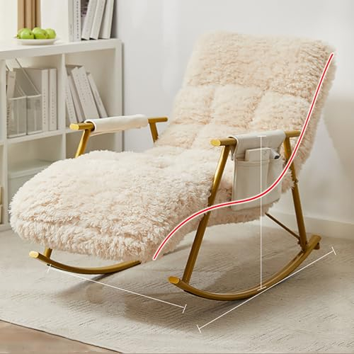 Schaukelstuhl Schaukelsessel Mit Stahlrahmen, Gartensessel Stillsessel Mit Armlehnen, Schlafzimmer Relaxsessel Für Terrasse, Hinterhof, Balkon, Veranda, Belastbarkeit Bis 150kg ( Color : Golden legs )
