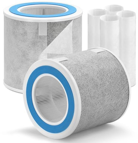 HP102 Replacement Filter Compatible with Shark Air Purifier HP100 HC450 HC451 HC452 4-in-1 H13 True Grade HEPA Filter w/Extra Pre-filter, Compare to Part # HE1FKBAS & HE1FKPET, 2-Pack