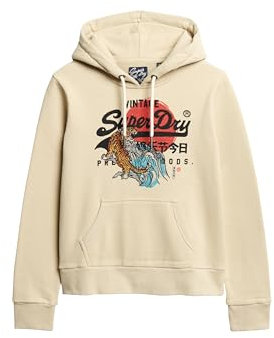 Superdry Damen Tokyo Vl Graphic Hoodie Sweatshirt, Grüner Gezeitenschaum, 34