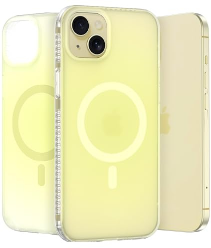 LONLI Hue - for iPhone 15 Plus Case [Compatible with Magsafe] - Frosted Yellow - [10FT Drop Protection] [4 Airbag Cushioned Corners] - Cute, Unique and Aesthetic (2023)