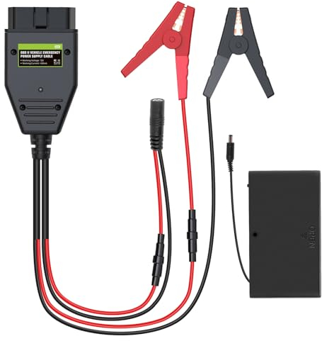 KAISAL 2-in-1-Kfz-ECU-Notstromversorgungskabel Memory Saver Stromversorgung über 12-V-Batterie und Batteriekasten OBD2-ECU-Kabel für Fahrzeuge Universal-Autobatterie-Ersatzwerkzeug