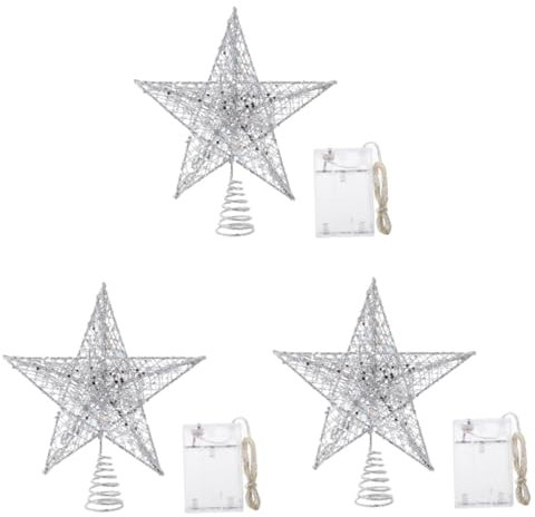 Ciieeo 3 Sätze Sternlichter am Weihnachtsbaum LED-Nachtlicht Topper für Weihnachtsbaum LED-Dekor weihnachtsdeko Star for Christmas Tree Weihnachtsbaumspitze fein Zylinder