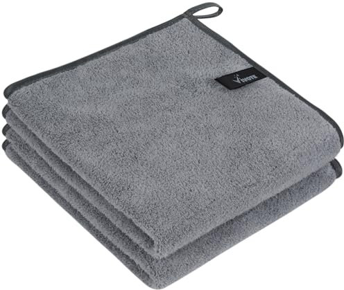 VIVOTE Microfaser Gästehandtücher, Super Weiches und Saugfähiges Handtuch, Microfaser Hängetuch für Küchen und Bad, Trockene Hand Handtücher, 40×40cm Gästehandtuch, Küchenhandtücher, 2 Stück Grau