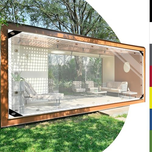 HQQMNY Glasklar Plane mit ösen Abdeckplane Wasserfest 0.5mm Outdoorvorhänge mit Ösen Zeltplane aus 560g/m² PVC Gewebeplane Regenplane Regenschutzplane für Pavillon(Transparent, H2,2mxL2,8m)