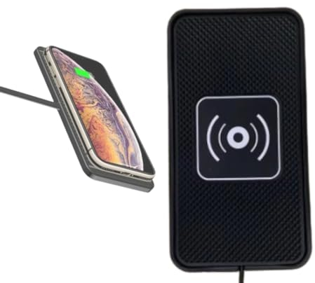 Fast Wireless Car Charger Pad – Non-Slip Wireless Charging Pad for Car Dashboard – Qi-Enabled Phone Charger for Travel & Long Drives – Portable Car Gadget for Hands-Free Charging