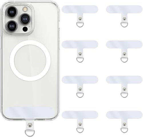 JEYORZY 8 Piezas Colgar Movil Cuello Parche de Cordón para Teléfono,Transparente Parches de Repuesto con Anillo de Multifuncional,Parche Para Correa de Cordón para Teléfono Celular