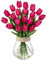 20 Stück Tulpen Künstlich Kunstblume Real-Touch Dunkelrosa Latex Tulpe Blumen Deko Kunstpflanze Länge 34cm für Home Room Hochzeitsstrauß Party Blumengesteck