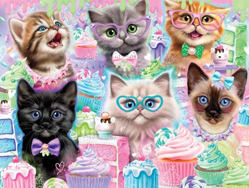 Buffalo Games - Cupcake Kittens - 750 Piece Jigsaw Puzzle for Adults Challenging Puzzle Perfect for Game Nights - Finished Puzzle Size is 24.00 x 18.00