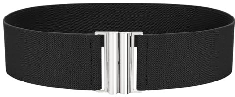 VONMELLI Breiter Elastischer Stretch Gürtel für Damen–Trimmer-Stretchgürtel, Retro Damen Taillengürtel Schwarz L