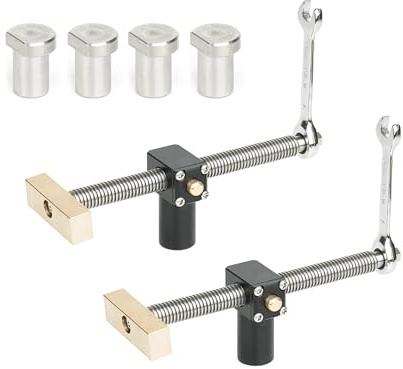 2 Stück Tisch-Werkbank-Klemmen mit 4 Bank-Hunden für 20 mm Loch, DIY-Positionierung, Holzbearbeitung, verstellbare Schreibtisch-Clips, Befestigung, Schraubstockbänke, Tischlerwerkzeug