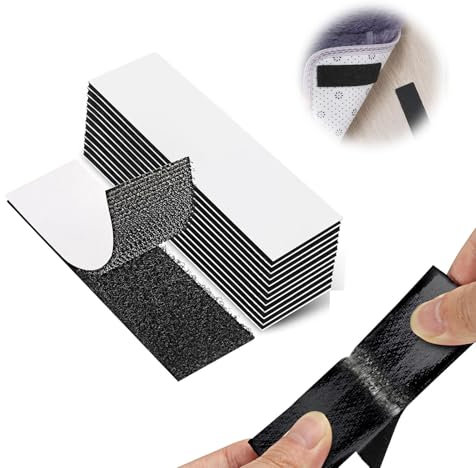 Klettband Selbstklebend Extra Stark, 12 Stück Klettband Beidseitig Schwarz, Klettverschluss Selbstklebend Nylon Keine Nägel für Wände, Boden, Tür, Kunststoffe, Gläser, 10 x 3 cm