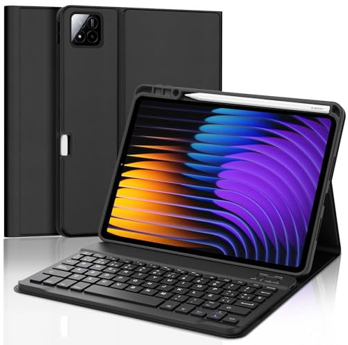 IVEOPPE Teclado Xiaomi Pad 7/7 Pro 11.2 2025, Funda Teclado Español Ñ Desmontable Bluetooth para Xiaomi Pad 7/7 Pro 11,2 2025, Negro