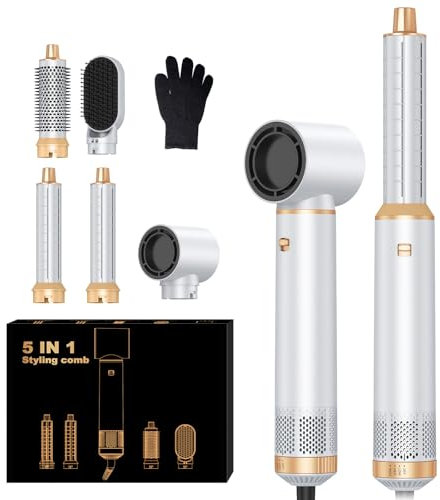 5 in 1 Hairstyler, Professioneller Haarstyler Föhn, 30mm Lockenstab Warmluft Curler, All in One Airstyler, für Haar Volumen,Trocknen,Glätten,Curling