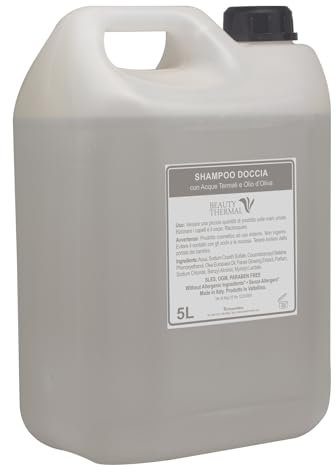 PRESENT-MORE - Doccia Shampoo 5lt Beauty Thermal - Confezione da 1 Pezzo - Shampoo Doccia Senza Allergeni - Fragranza Arancia e Cannella - Made in Italy - Ideale per Hotel e B&B