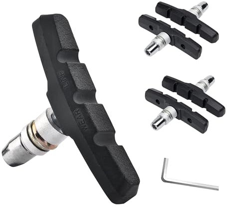 V Bike Brake Pads, 2 Pairs Universal Bicycle Break Blocks, Oture Rubber Silent Brake Pad V-Brake Shoes, with Hex Nuts Gasket Wrench, Skid, for Shimano, Tektro and Most Road Mountain Bikes, 70mm(2.76)