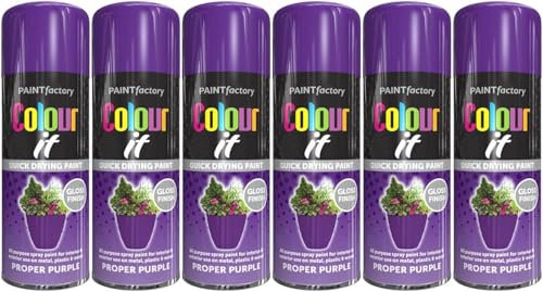 MIXEL Purple Gloss Spray Paint, Quick-Drying Formula, Easy To Apply, Ideal For DIY Projects, Crafting, Home Décor, Perfect For Wood, Metal, Plastic, Ceramics, 250ml, (6 Pcs)