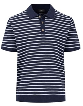 FYNCH-HATTON Poloshirt aus Baumwoll-Leinen-Mix mit Streifenoptik Navy/L