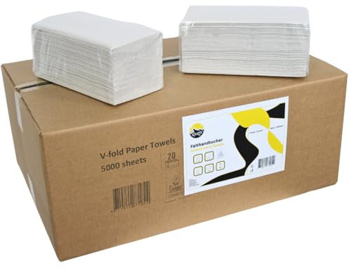 KURTT Papierhandtücher Premium, 2-lagig, ZZ-Falz, 22x23cm Tücher, Falthandtücher für Spender, recycelt und umweltfreundlich Perfekte Handtücher (Grau, 5000)