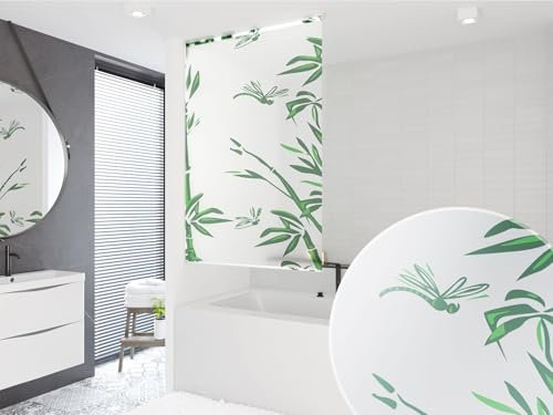 probath Basic DUSCHROLLO 16 Motive UND 7 Breiten ZUR Wahl DUSCHVORHANG SCHWARZ GRÜN Weiss TRANSPARENT BLAU HELLGRAU (Bambus, 160x190 cm)