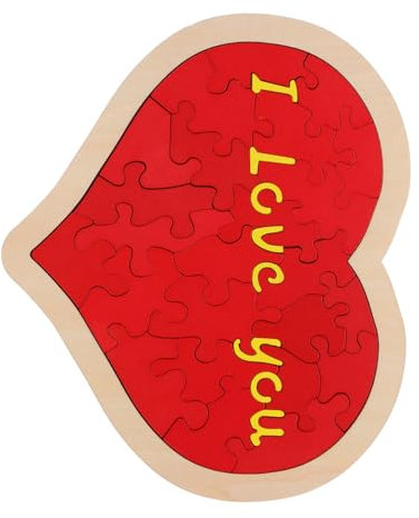SUPVOX 1set Boyfriend's Romantic Heart Jigsaw Love You Craft Project Wooden Heart Anniversary Decor