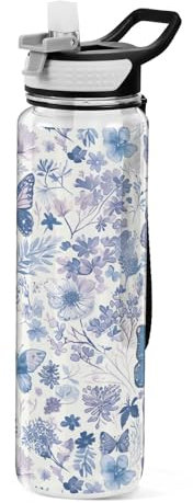 Ewusp Borraccia sportiva vintage con cannuccia e coperchio, 1000 ml, a prova di perdite, riutilizzabile, in Tritan, senza BPA, tazza da viaggio per palestra, fitness, ciclismo, scuola, ufficio