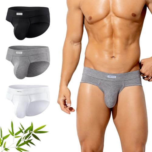 Arjen Kroos Slip Homme en Bambou Lot de 3 sous-Vêtements sans Étiquette | Caleçon Extensible Doux Respirant, Anti-odeur, Poche 3D Bon Maintien, Taille Basse Élastique Sans Marque, Sport Lingerie