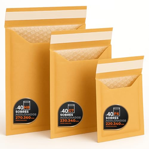 Luftpolstertaschen für Versand, 3 Größen – Kraft, Weiß oder Kombi – Selbstklebend – Papierumschläge mit Luftpolster, ideal für Versandtaschen - Pack L - Ofituria (Kraft, 120 Umschläge)