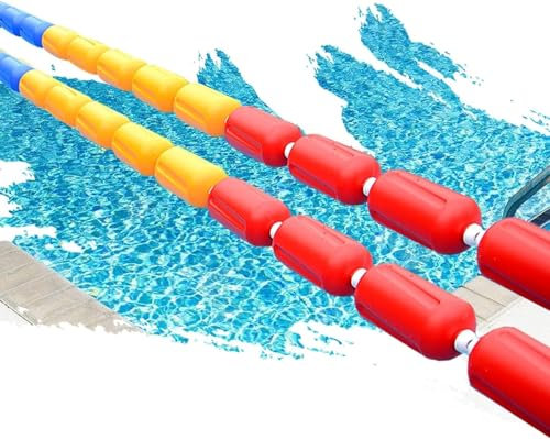Preferspace Séparateur de sécurité pour Piscine de 2,0 m, 3 m, 4 m, 6 m, 7 m et 9 m de Long, avec Crochets, Ligne de démarcation légère, barrière Flottante Portable et réutilisable (10 m/32,8 pi)
