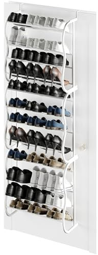 ZENO Hanging Shoe Storage | Over Door Shoe Storage | Hanging Organiser for Shoes | Compatible With All Doors | Shoe Rack for Door | Features 12 Rows | Holds 36 Pairs