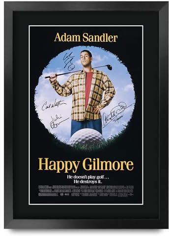 HWC Trading Happy Gilmore 1 1996 Adam Sandler Geschenke Geduckter Poster Signiertes Autogramm Foto für Fans von Film Memorabilien - A3 Gerahmt