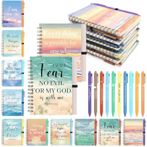 CNSJ Christlicher Kugelschreiber und Notizblock, Kirchengeschenke für Damen | Bibeltagebuch, Sonntagsschule, Mini-Taschennotizblock, Skripturstift, Kirche, christliches Geschenk, Notizbücher