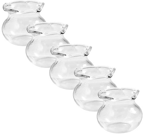 HONMEET 5Pcs Mini Glass Fish Bowls for Miniature Houses Transparent DIY Ornaments Educational Creative Handcraft Decorations for Desktop Aquarium