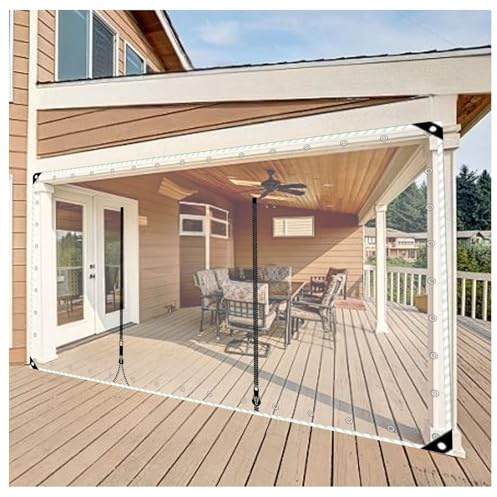Panneaux latéraux en PVC transparent robuste avec porte à fermeture éclair, rideaux de bâche transparents pour pergola, tonnelle, séparation de terrasse, résistant aux intempéries