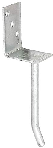 Alberts 214005 L-Pfostenträger | mit Betonanker aus Rundstahl | feuerverzinkt | Breite 80 mm | Länge des Riffelstahl 200 mm