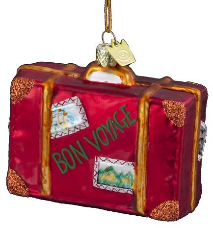 Noble Gems Kurt Adler „Gute Reise” Koffer, Christbaumschmuck aus Glas (8,89 cm)