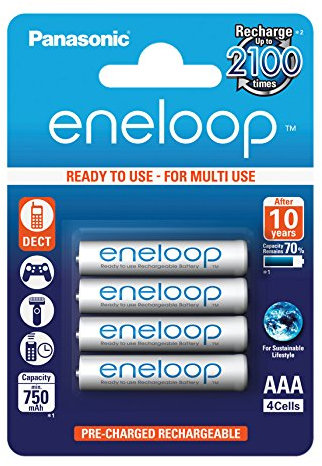 eneloop BK-4MCCE/4BE – Rechargeable Battery, Aaa, 750 mAh, Pack of 4