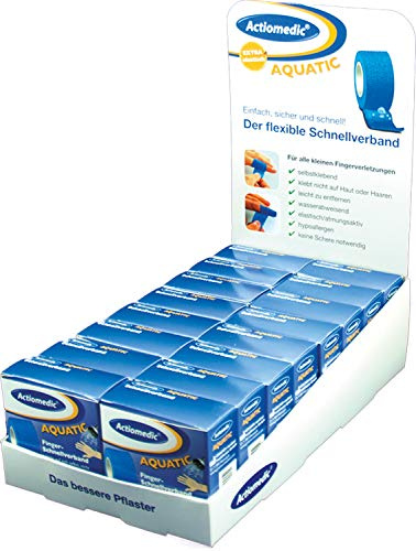 Actiomedic® AQUATIC Schnellverband 3 cm x 7 m Blau im Display 16 Stk.