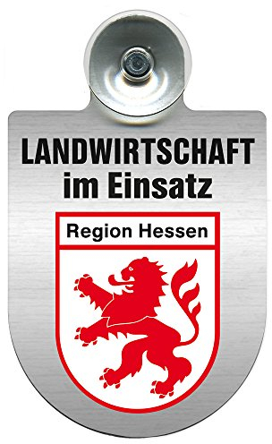 Einsatzschild für Windschutzscheibe incl. Saugnapf - Landwirtschaft im Einsatz - Wappen nach Wahl - 309460 Farbe Region Hessen