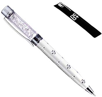 Qualitäts-Kugelschreiber mit Swarovski-Kristallen. FREIE NACHFÜLLUNG (WEISS)