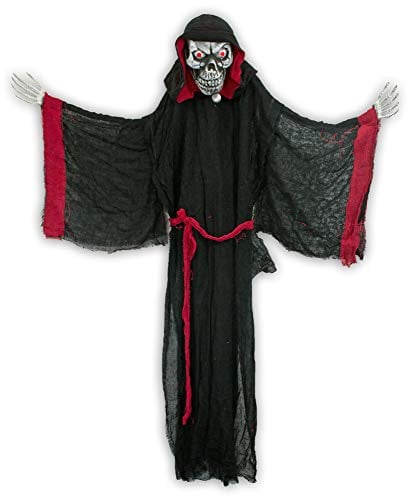 Das Kostümland Standfigur Vampir Geist mit Totenkopf animiert - 155 cm - Schockierende Horror Puppe zur Halloween oder Mottoparty