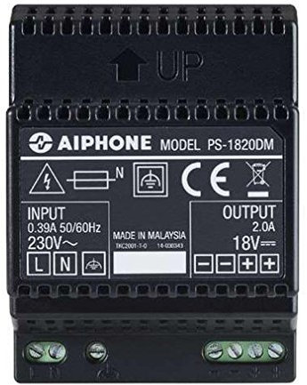 Aiphone - Alimentation - 18 V DC / 2 A - Schuko - Noir - Métal - Chargeur pour ordinateurs portables, tablettes et autres appareils USB-chargeables