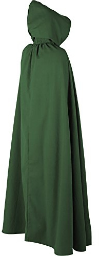 MYTHOLON Aaron Umhang mit Kapuze, Kostüm aus Canvas Baumwolle, Mittelalter LARP, Verkleidung Damen Herren, Grün