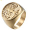 HIJONES Men's Stainless Steel Vintage Tree of Life Signet Ring Gold Non-allergenic Size W 1/2